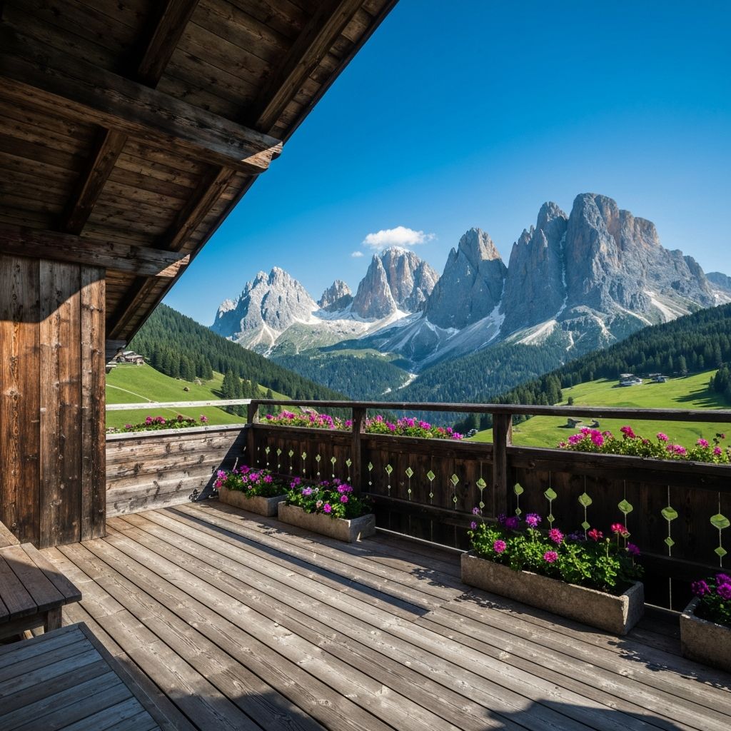 Alpine terrace with mountain views