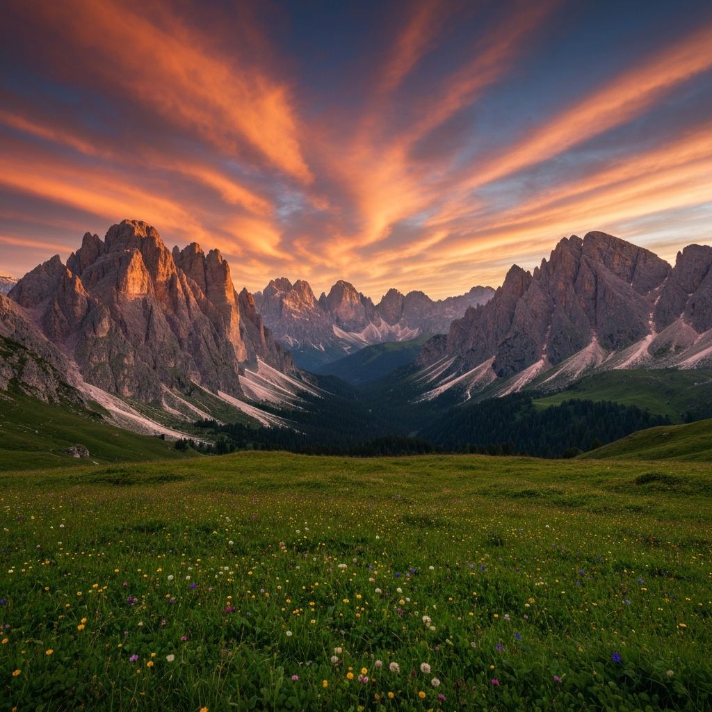 Sunset over the Dolomites